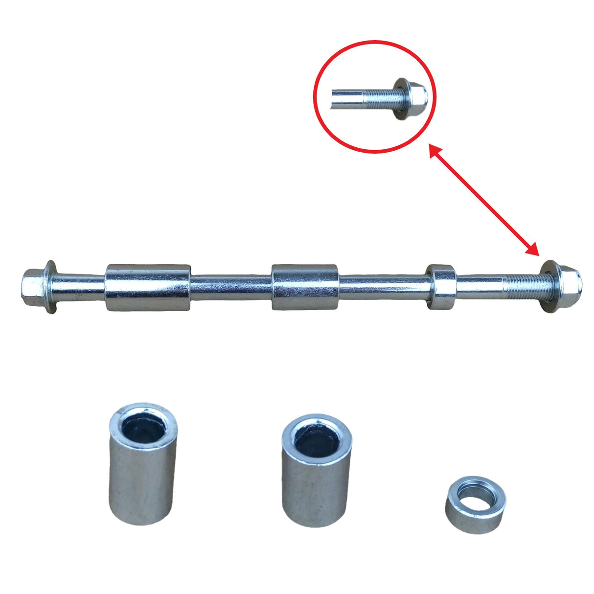 15mm x 215mm Rear Rim Wheel Axle with Bushing Set for 110cc-150cc Pit Dirt Bike