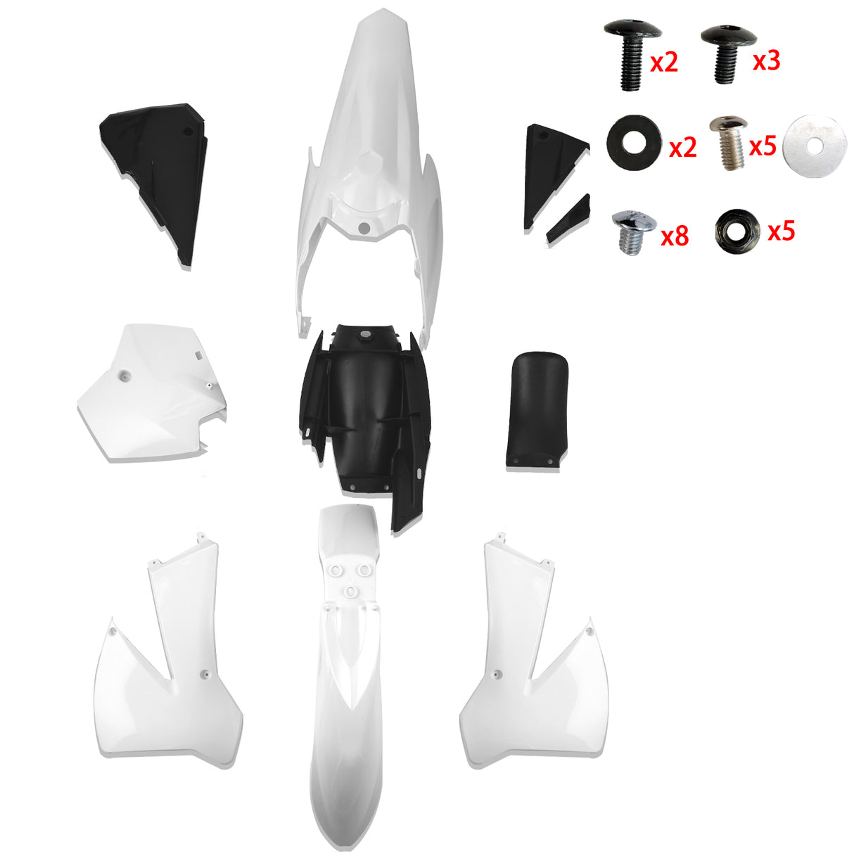 Complete Plastic Fender Fairing Body Kit for KTM 85 SX85/105 KTM250 SX XC Dirt Bike Replacement for 2006-2012 Models (White)