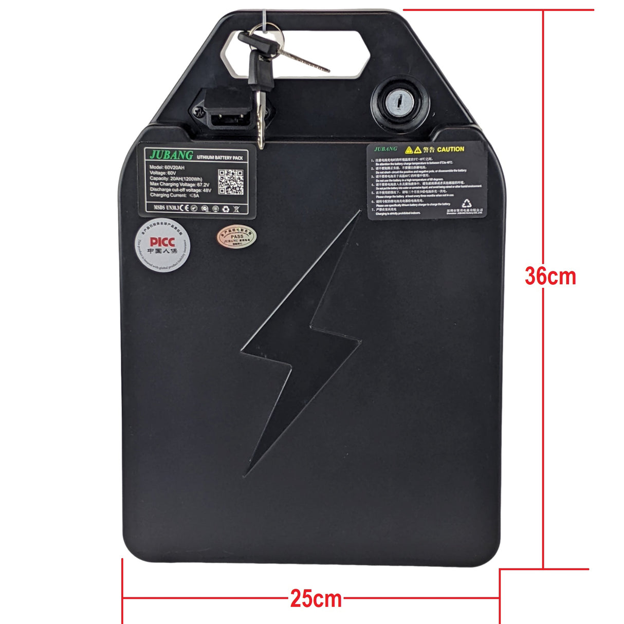RedCap 60V Electric Ebike Battery Advanced Lithium Ion Removable Battery 60V 20Ah with Locking Keys Suitable for 500W-1800W Electric Motorcycle Scooter Bicycle Motor - Removable & Lockable (20Ah)