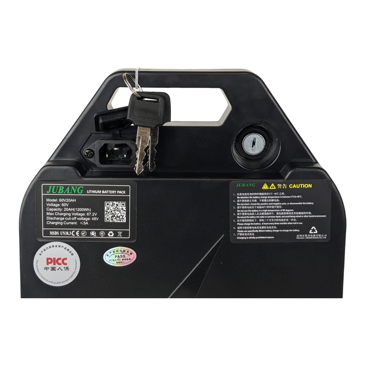 RedCap 60V Electric Ebike Battery Advanced Lithium Ion Removable Battery 60V 20Ah with Locking Keys Suitable for 500W-1800W Electric Motorcycle Scooter Bicycle Motor - Removable & Lockable (20Ah)