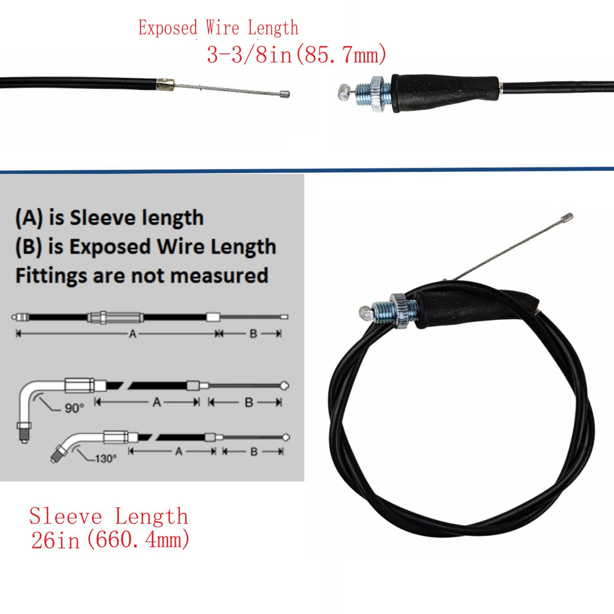 Throttle Cable for 49cc 50cc TaoTao DB24 DR50 Roketa SSR Coolster Dirt Pit Bike