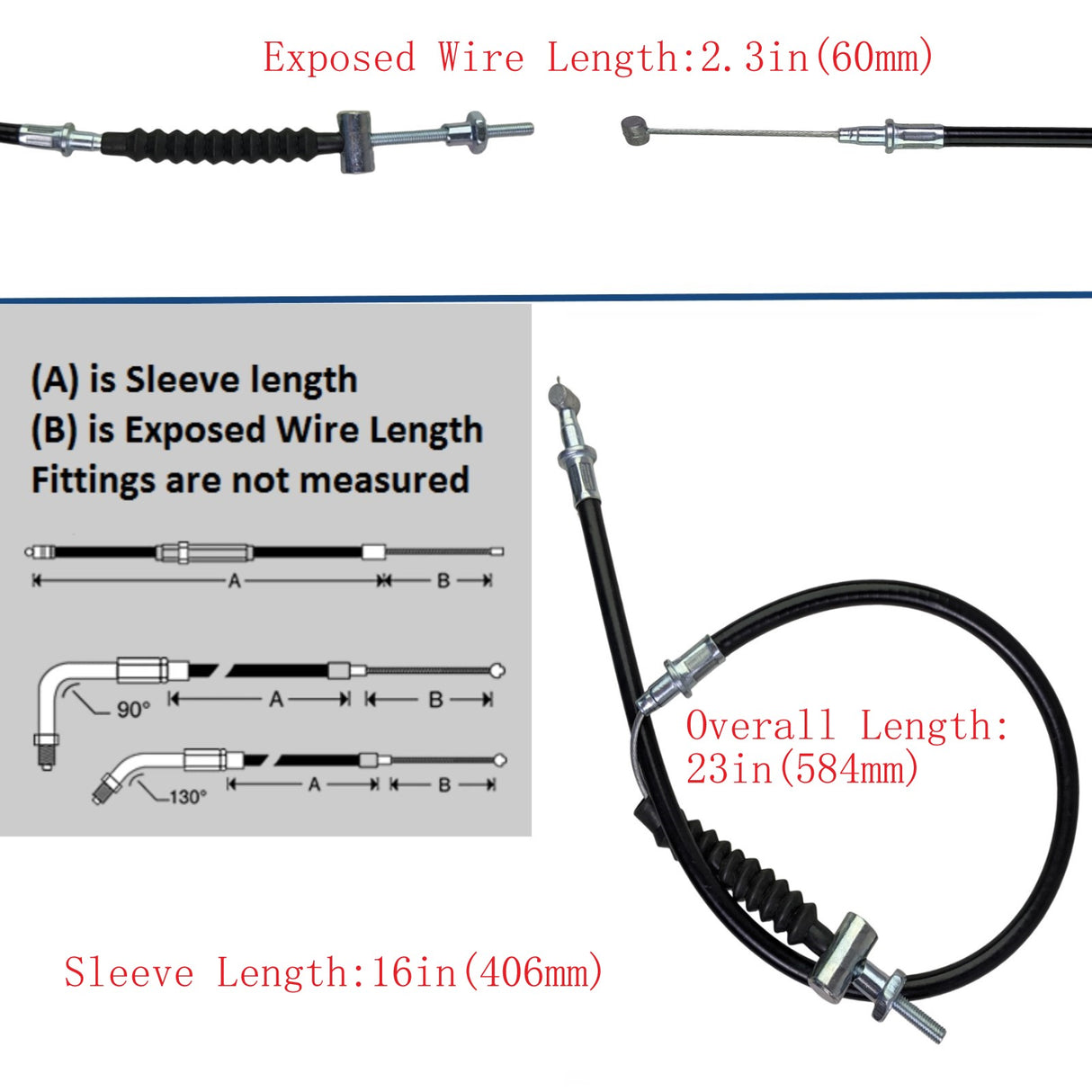 Brake Cable Front 23" Kazuma Meerkat ATV