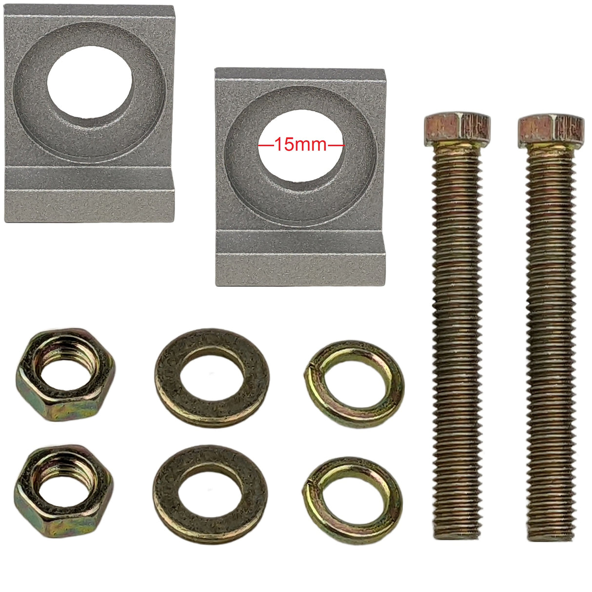Chain Tensioner Adjuster Block CNC SILVER, 15mm L Block, Wheel, Dirt Pit Bike 110cc 125cc