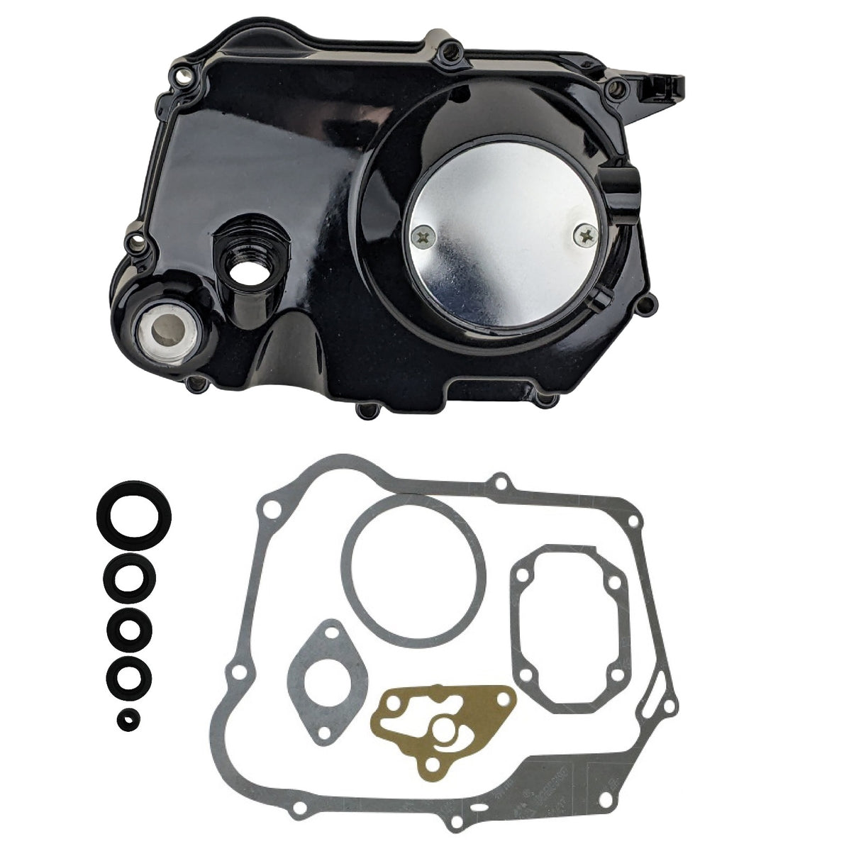 OEM Complete Right Side Clutch Cover for 152FMH 110cc Honda-Style Kick Start Engine Dirt Pit Bike ATV Scooter Moped Motorcycle (Black)