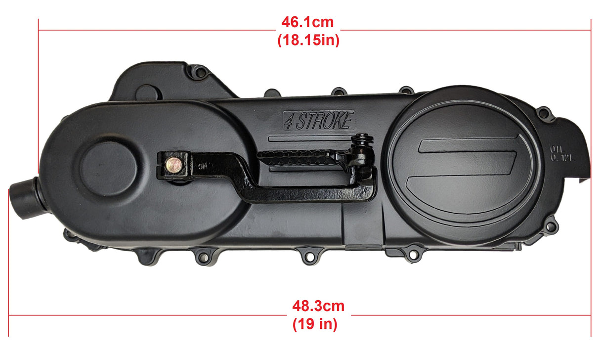 Crankcase Belt Cover Long Case 50cc GY6 - Complete Assy - Version 2