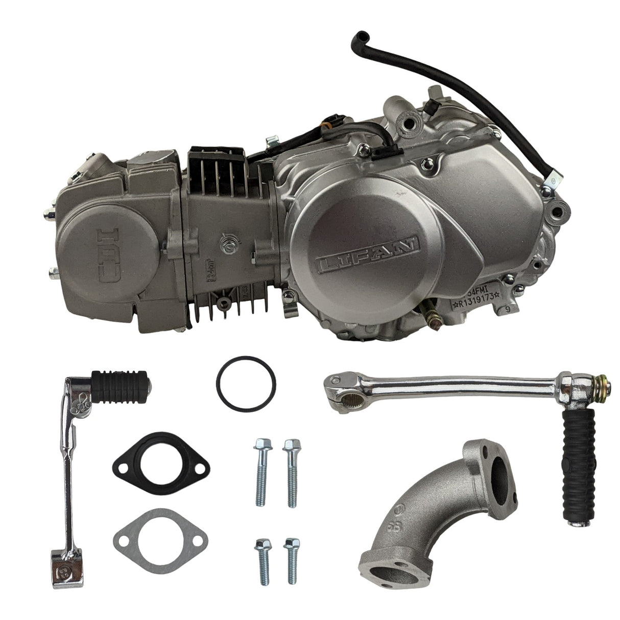 Lifan 125cc 4-Stroke Complete Racing Engine Motor Assembly, Single Cylinder with Air-Cooled Compatible for 125cc 4-speed Manual Clutch Pit Dirt Bike Coolster CRF 1P54FMI, Honda Bikes - (Silver)