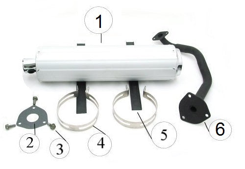 150 cc high flow scooter muffler/exhaust..- SILVER