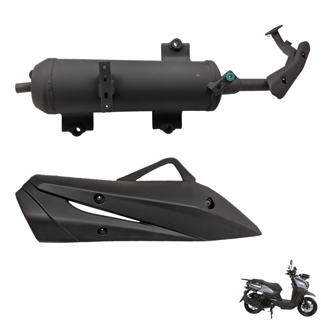 Muffler & Heat Shield Assembly for Gator Tank 200cc Carbureted GY6 Scooter