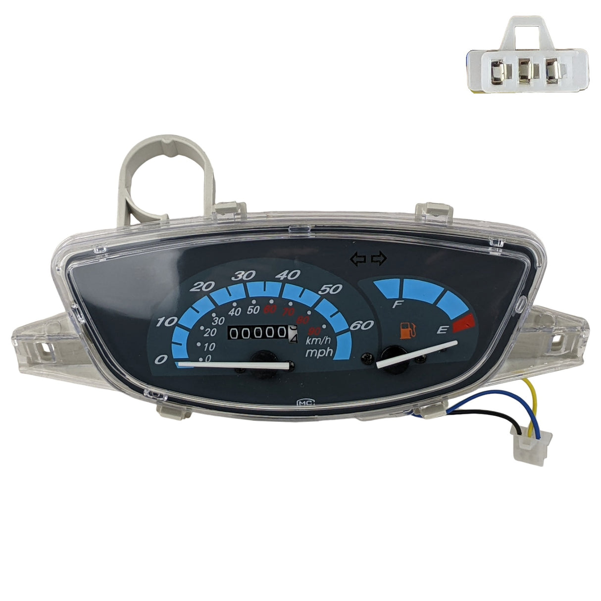 RedCap Speedometer Gas Instrument Cluster Gauge Assembly Specifically Designed for GY6 Jonway 50cc YY50QT-6 Scooter Moped, Fit in Chinese Made Scooter Mopeds - Easy Installation with 3-Wire Plug