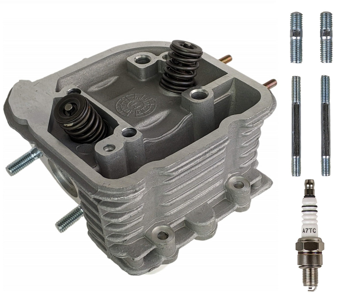 61mm Big Bore Cylinder Head Assembly GY6 169cc 200cc 57mm Stud Spacing Type K-Block 2-Bolt Valve cover