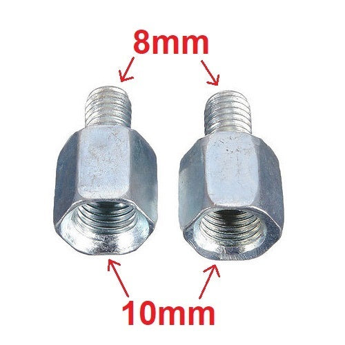 Mirror Adapter 2 pcs - 10mm Female 8mm Male - Converts M10 mirror to M8