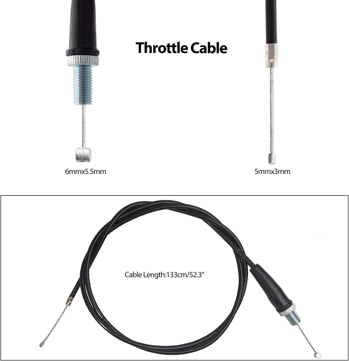 Twist Throttle Handle Grips Set with Cable Compatible with 49cc 50cc 66cc 80cc 2-Stroke Engine Motorized