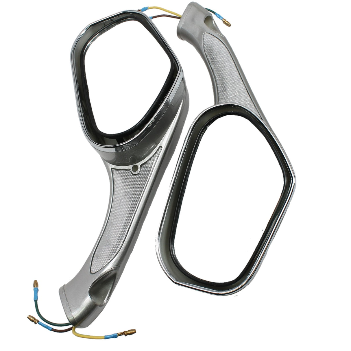 Rear View Mirrors 8mm - Featuring Integrated Turn Signal Lights in Sleek Silver Finish - Universally Compatible With Scooters 50cc, 150cc, 250cc