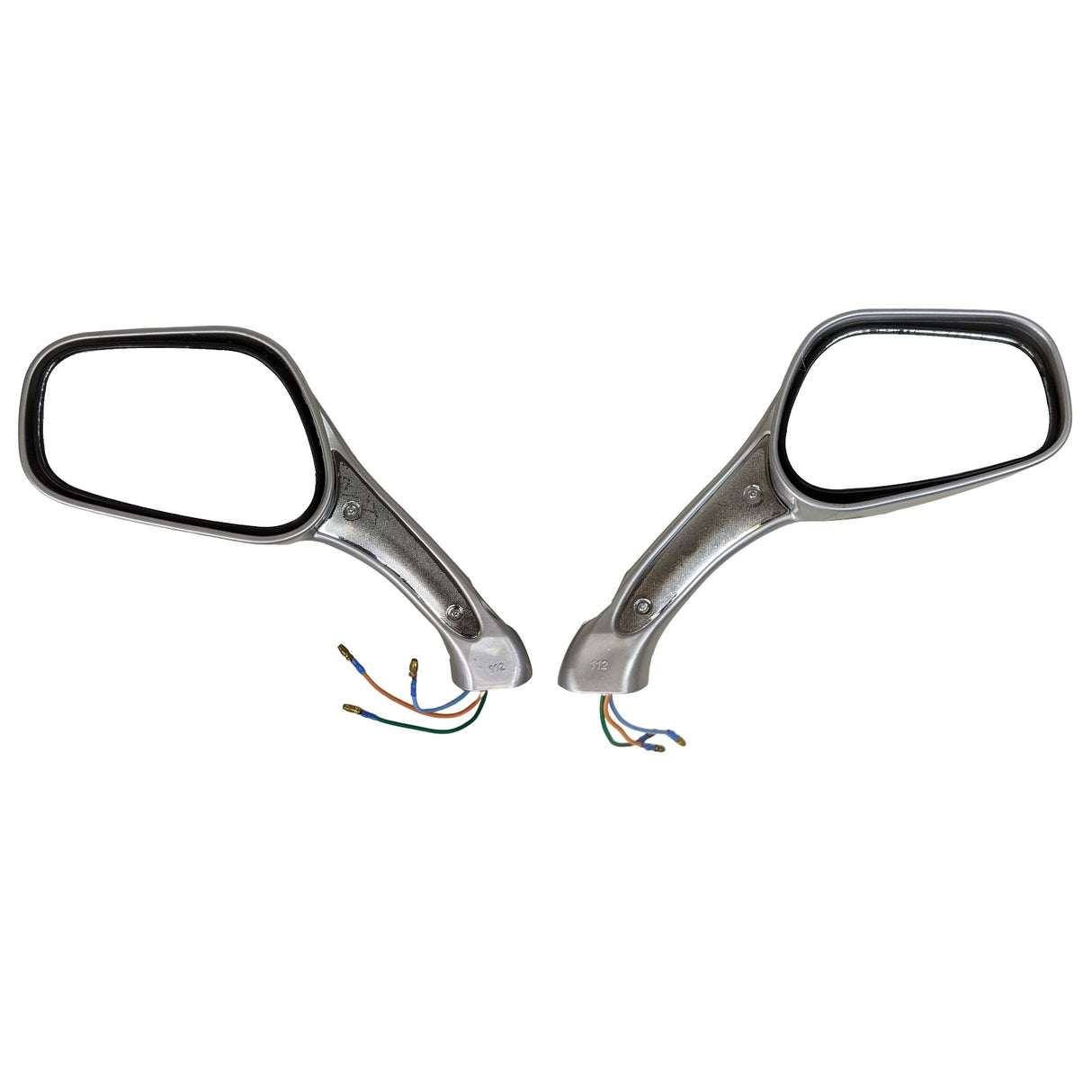 Rear View Mirrors 8mm - Featuring Integrated Turn Signal Lights in Sleek Silver Finish - Universally Compatible With Scooters 50cc, 150cc, 250cc