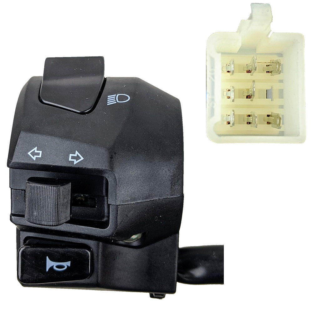 RedCap Left Side Handlebar Switch Assembly with 8-wire Harness Pin Plug, Horn Turn Signal, Hi-Lo Headlight Switch - Specifically Designed for Jonway ATV - Version-YY125-2A, Fit in Chinese ATV Models