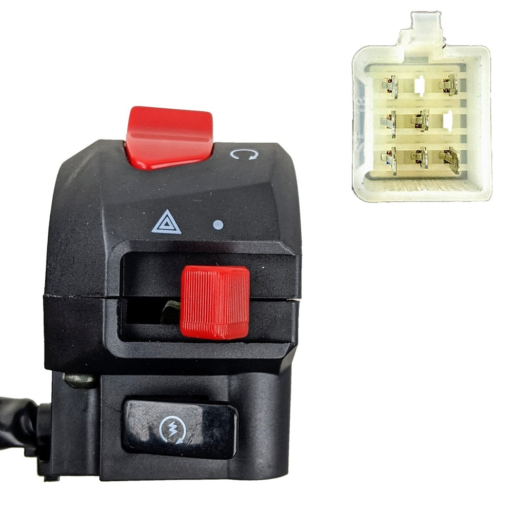 RedCap Only Right Side Handlebar Switch with 7-Wire Harness Pin Plug, Specifically Designed for Jonway ATV - Version-YY125-2A, Fit in Chinese ATV Models - On/Off Engine Stop Electric Start Switch