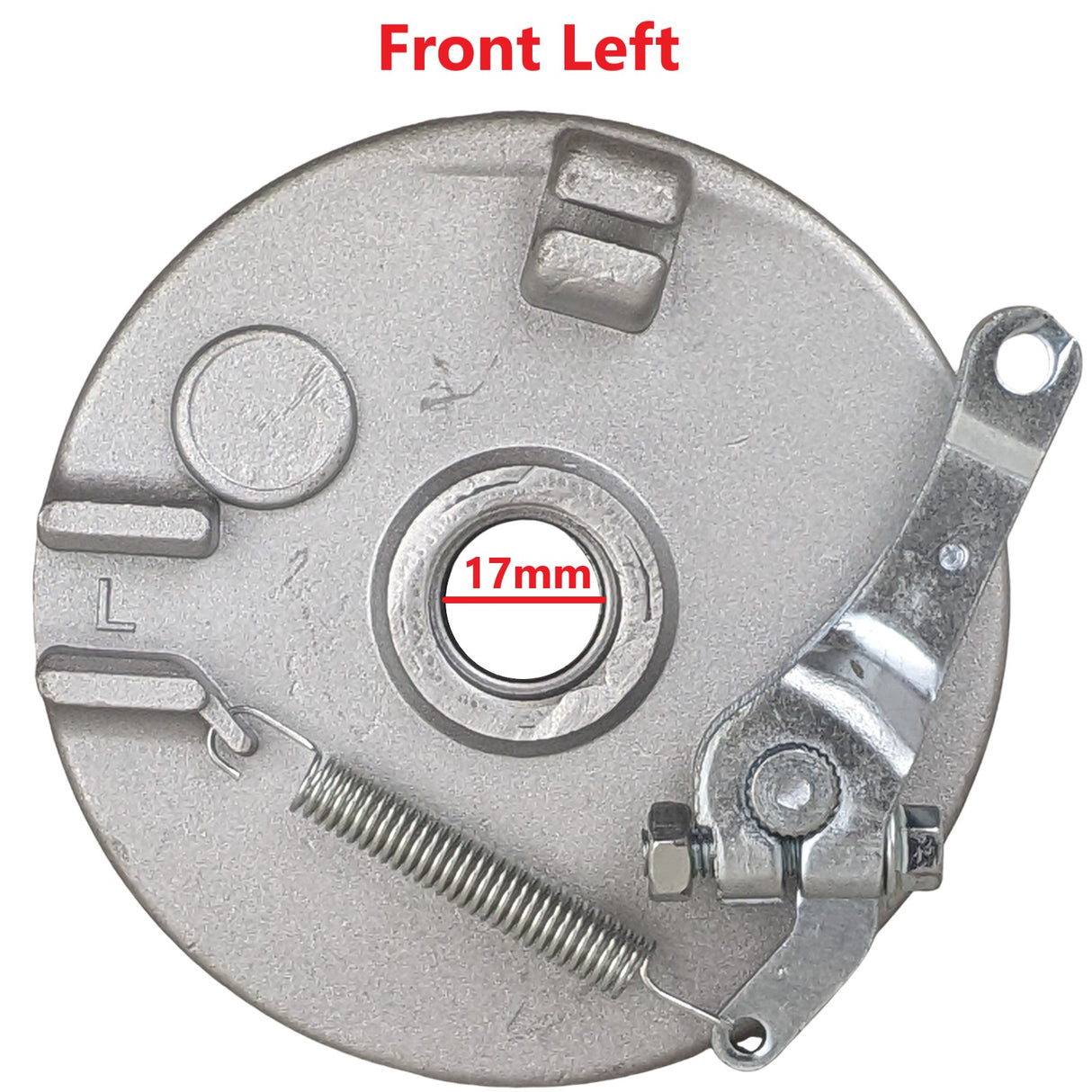 Front Left Hub Drum Brake Assembly TaoTao ATA110B with 6 or 7 Inch Wheel & Tires with 77mm 3in Stud Spacing