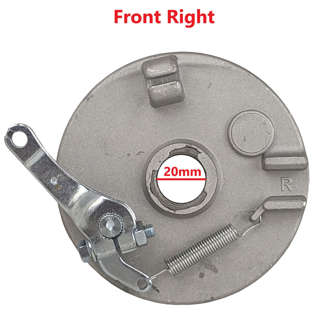 Front Right Hub Drum Brake Assembly TaoTao ATA110B with 6 or 7 Inch Wheel & Tires with 77mm 3in Stud Spacing