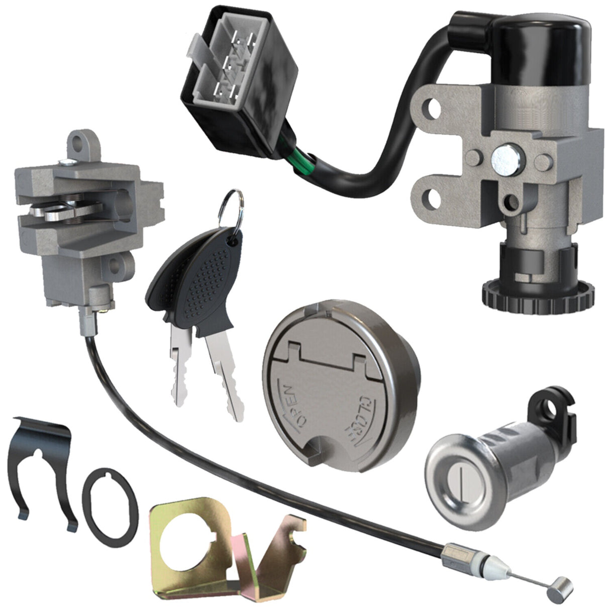 Complete Ignition Switch Key Set 5-wire System for Gy6 49cc 50cc 150cc Scooter Moped