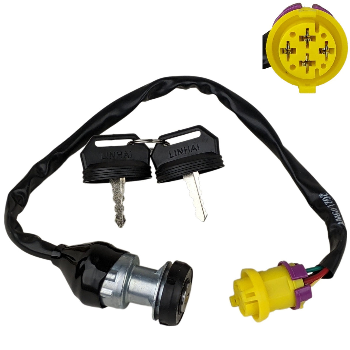Ignition Key Switch - 4 Wire - with Waterproof Harness Plug OEM Linhai Goon Muddy Bighorn 260cc 300cc 400cc ATV