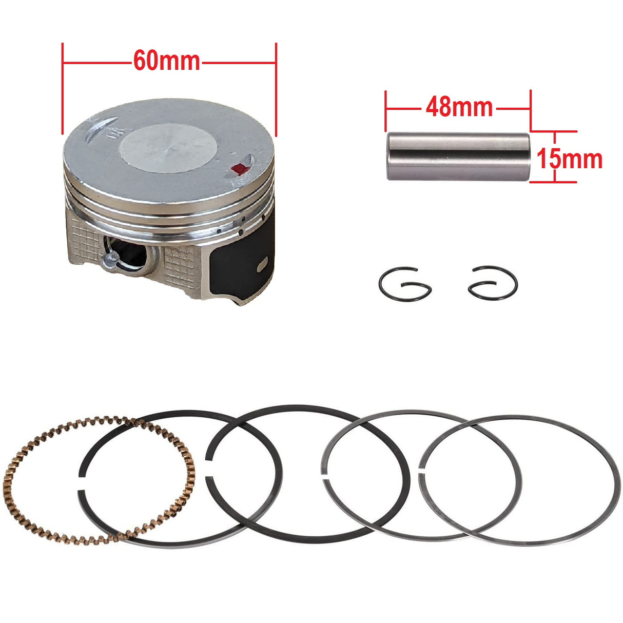 Motorcycle Piston Rings & Gaskets Set for Jonway GTX 250 EFI XMT 250 EFI Manual 6 Speed Motorcycle