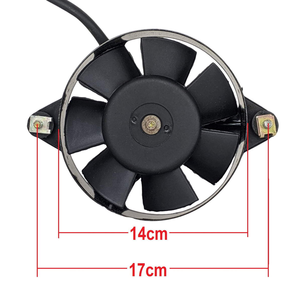 Radiator Cooling Fan with 7 blades & 2-wire male plug Water Cooled Fan for 250cc Jonway YY250T, Roketa MC-54-250cc, Gator 250B, YYZX25025006 Scooters