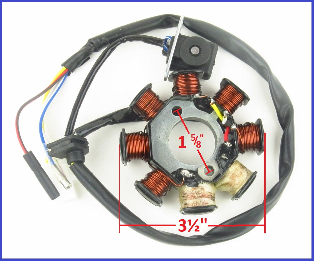 Stator Magneto - 8-Coil 4-Wire - GY6 50cc Scooter - Version GY6-50