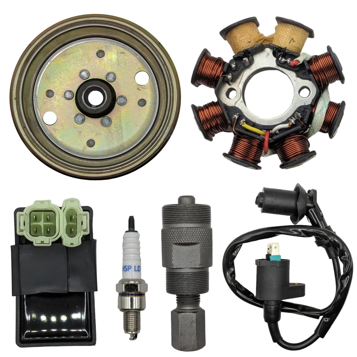 50 GY6 Ignition Repair Kit 8 Coil Stator Flywheel CDI Coil Spark Plug