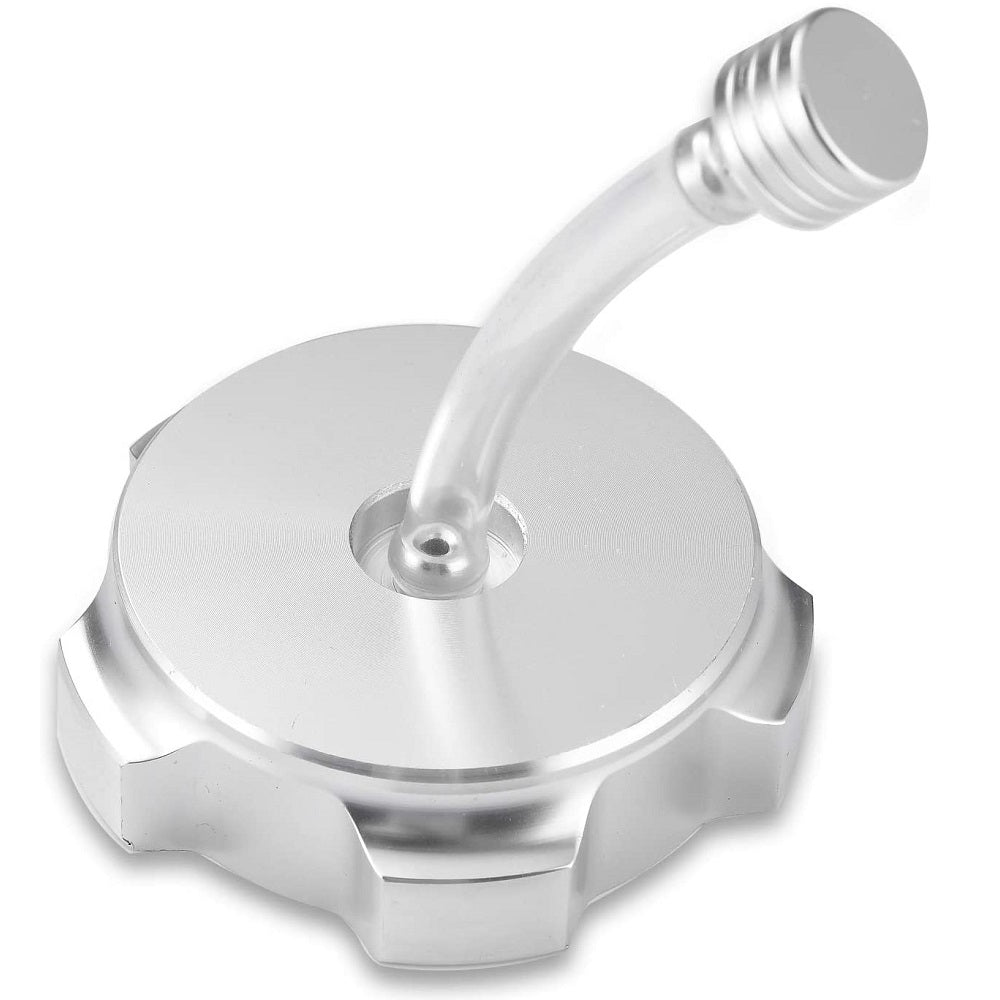 RedCap Silver CNC Aluminum Alloy Motorcycle Gas Fuel Petrol Tank Cap with Breather Valve for CRF50, CRF70 Pit Dirt Bikes Fit in 50cc, 70cc, 90cc, 110cc, 125cc, 140cc, 150cc, Chinese Pit Dirt Bikes