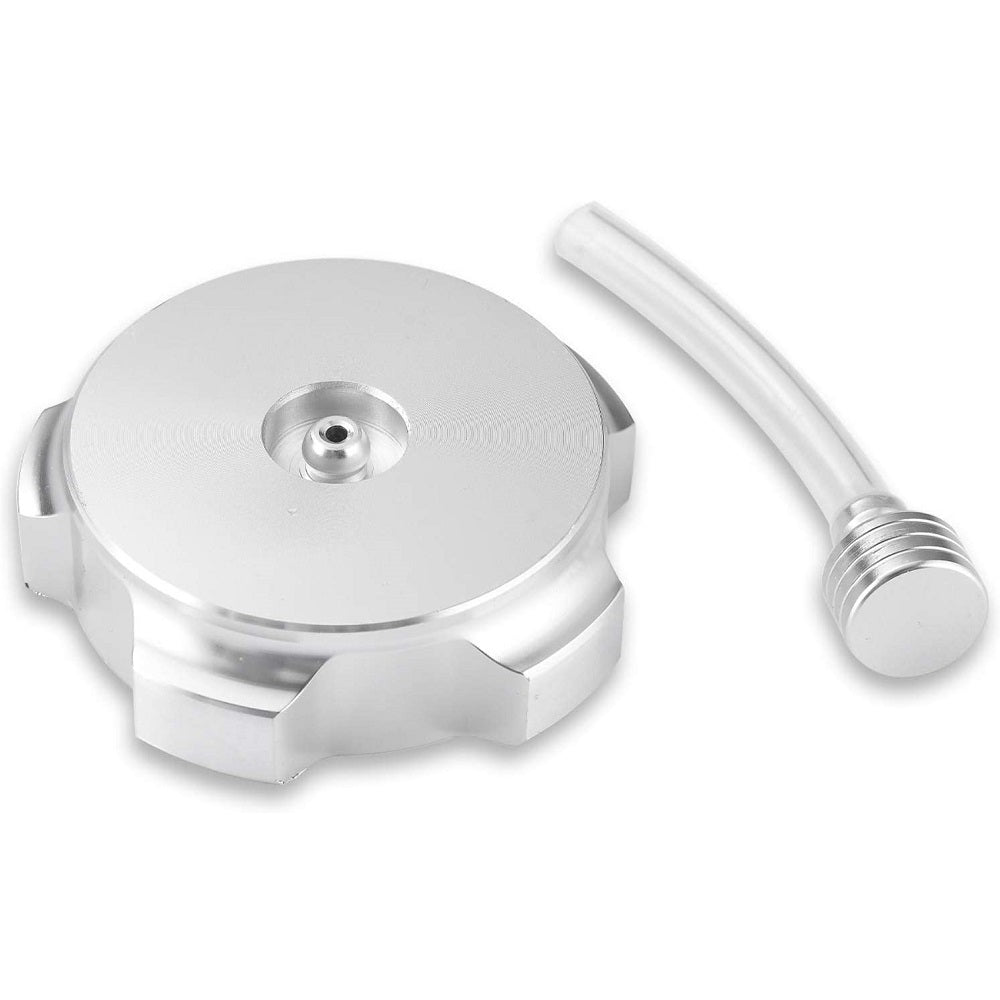 RedCap Silver CNC Aluminum Alloy Motorcycle Gas Fuel Petrol Tank Cap with Breather Valve for CRF50, CRF70 Pit Dirt Bikes Fit in 50cc, 70cc, 90cc, 110cc, 125cc, 140cc, 150cc, Chinese Pit Dirt Bikes
