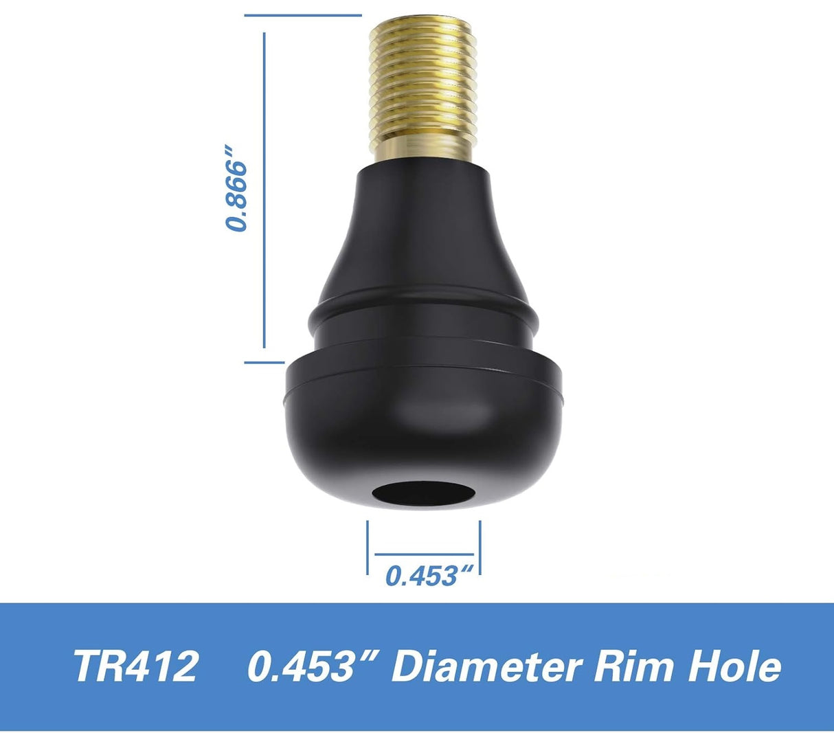Valve Stem 412 Straight Tubeless Rubber Snap-In TR412 3.6cm