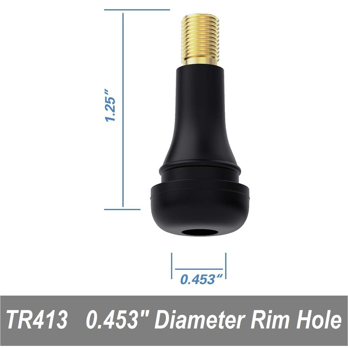 Valve Stem 413 Straight Tubeless Rubber Snap-In TR413 4.5cm