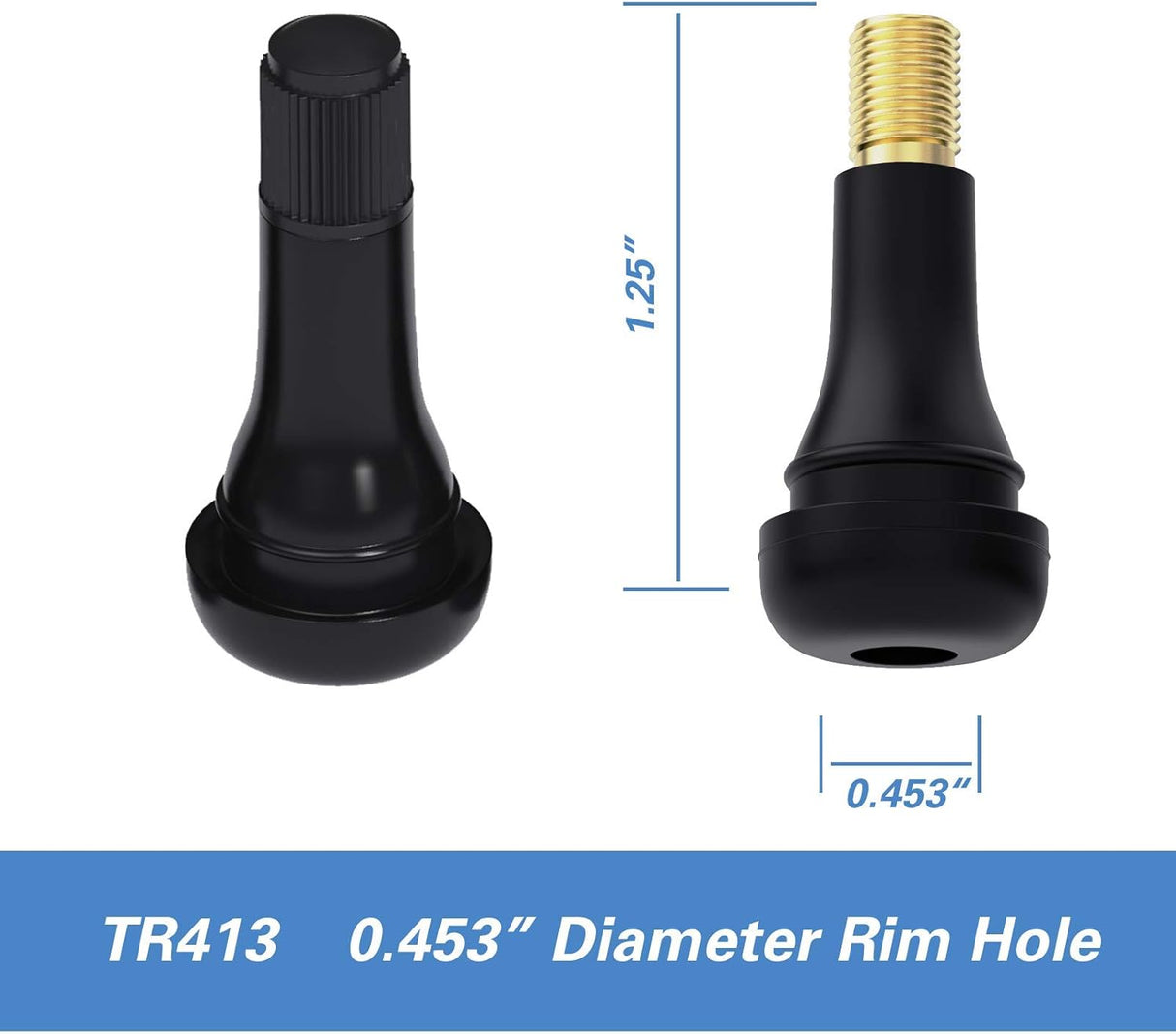 Valve Stem 413 Straight Tubeless Rubber Snap-In TR413 4.5cm