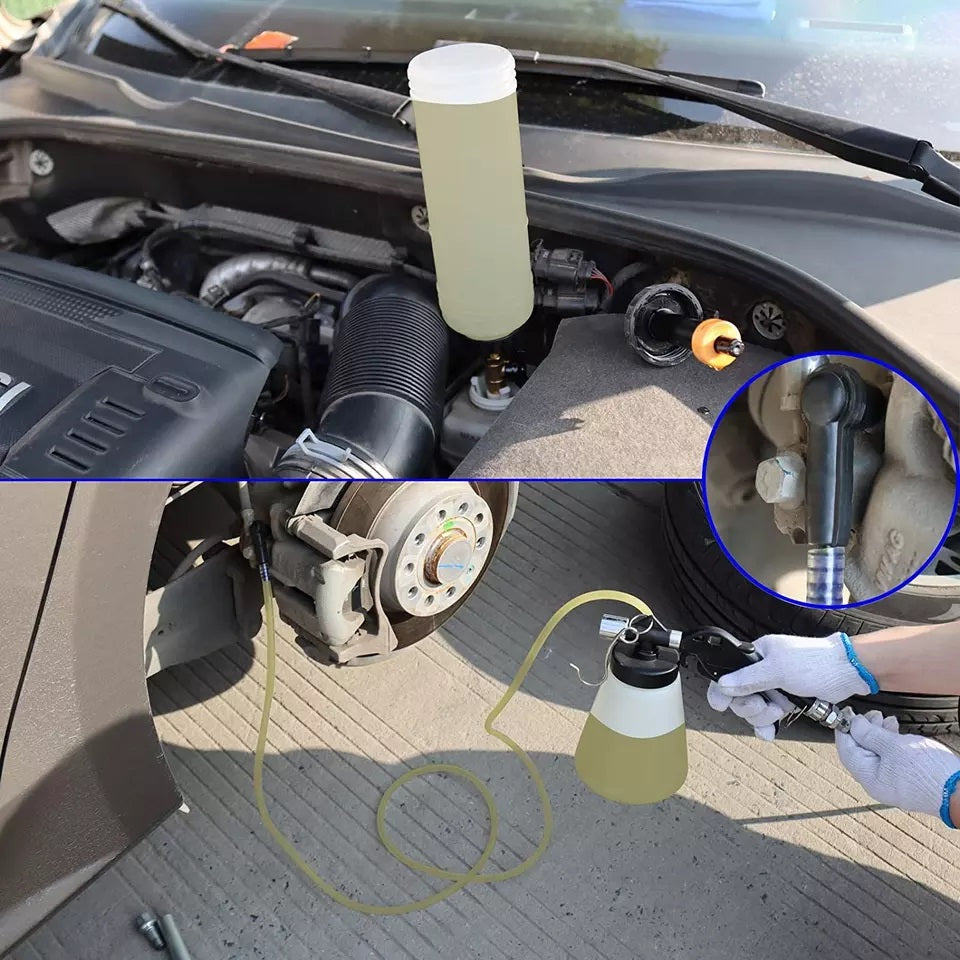 0.75 Liter Master Cylinder Air Pressure Fluid Bleed Tool Pneumatic Vacuum Brake and Clutch Bleeder Kit