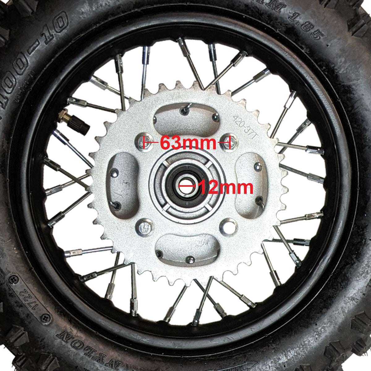 Wheel Rim - Rear - 10" x 1.60 - 12mm ID - Drum Brake - KLX110 KX65 CRF50