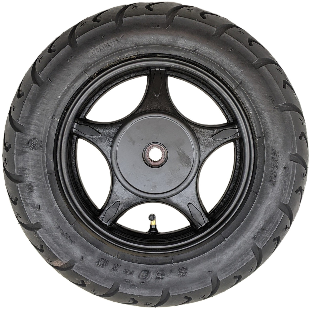 10" 2.15x10 Rear Wheel & Tire 3.50-10 Set 50cc Scooters - 5 Spoke Black