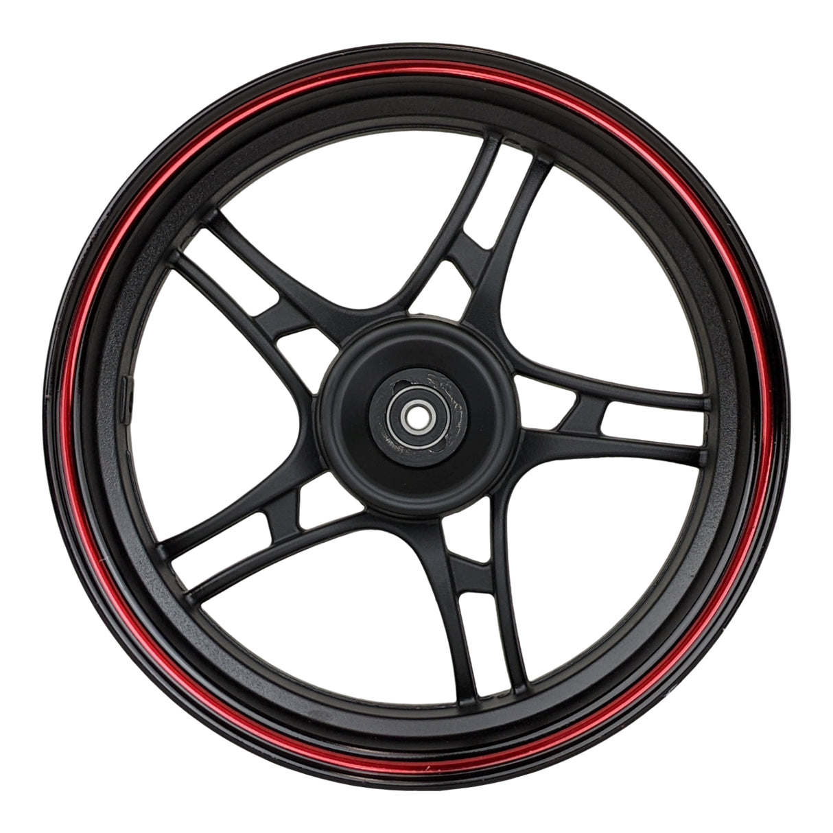 13" Front Rim Wheel with 3-Bolt Holes Pattern - MT 3.50x13 - Aluminum Rims 5 Spoke Design - for Gy6 Taotao Quantum 150 Scooters (Black & Red)