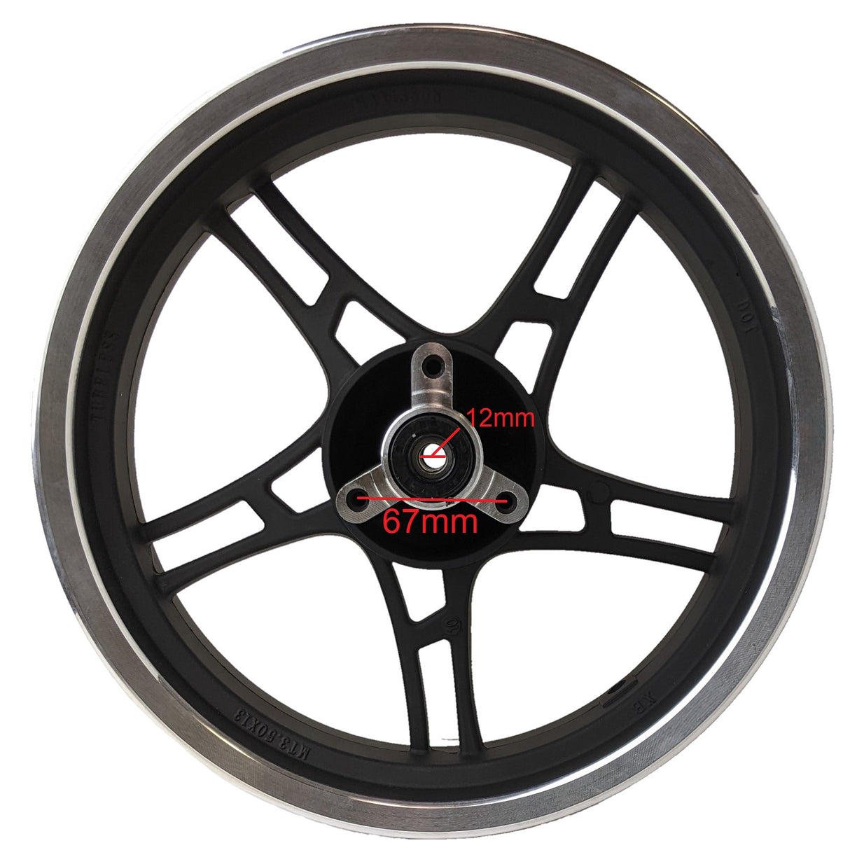 Front Wheel Rim - Tire Rim 13 Inch Mt3.50x13 for Gy6 Scooters - Sleek Black Aluminum Rims 5 Spoke Design
