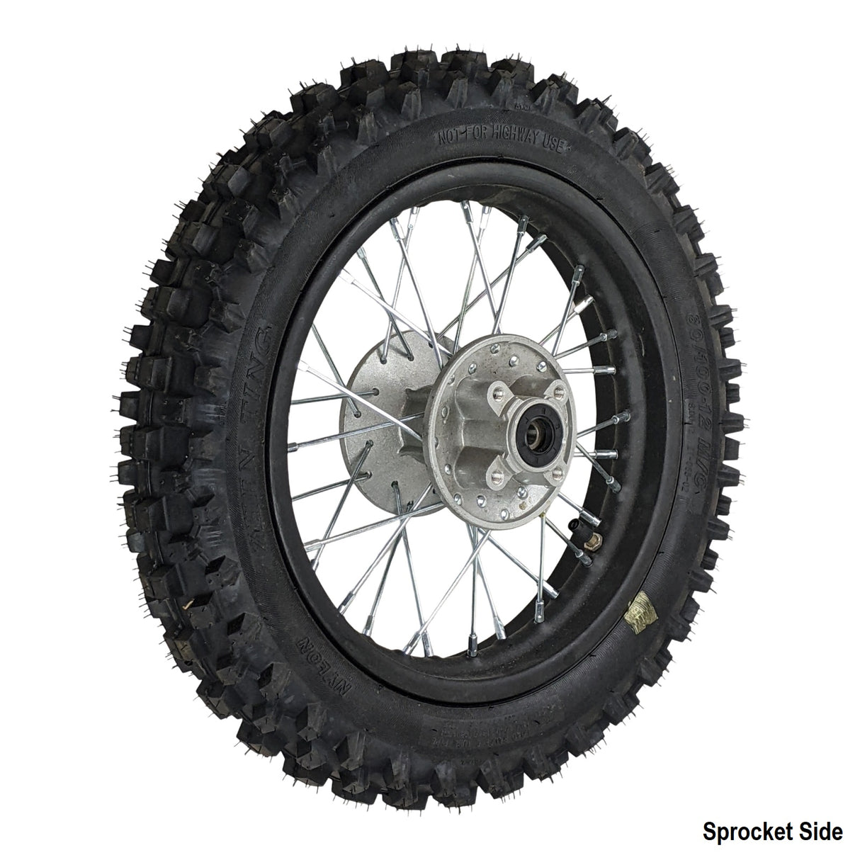 12" Rear Wheel 12mm Axle Hole - Sprocket, Rotor Tire & Tube Preinstalled