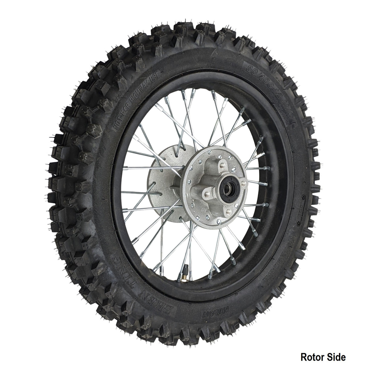 12" Rear Wheel 12mm Axle Hole - Sprocket, Rotor Tire & Tube Preinstalled