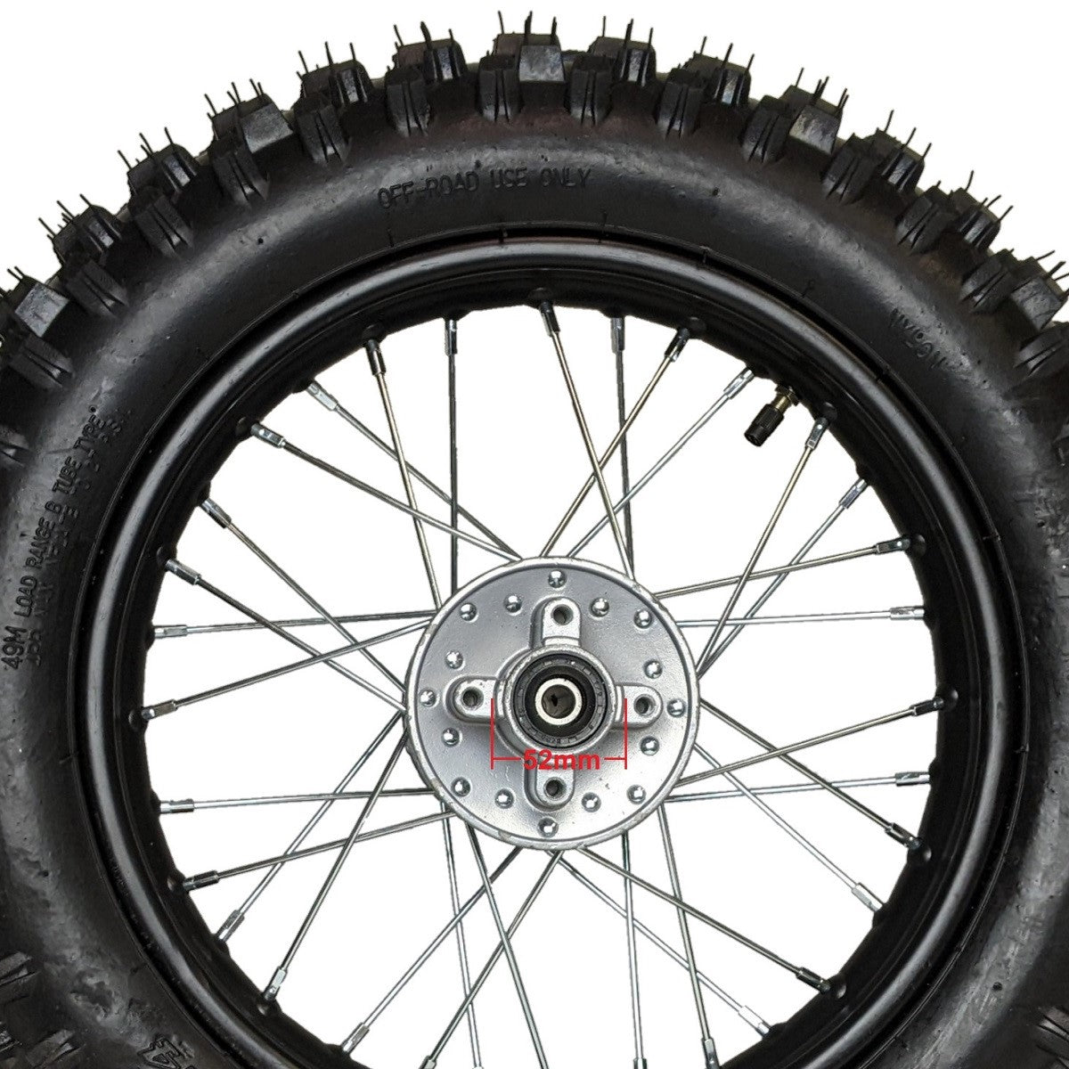 12" Rear Wheel 12mm Axle Hole - Sprocket, Rotor Tire & Tube Preinstalled
