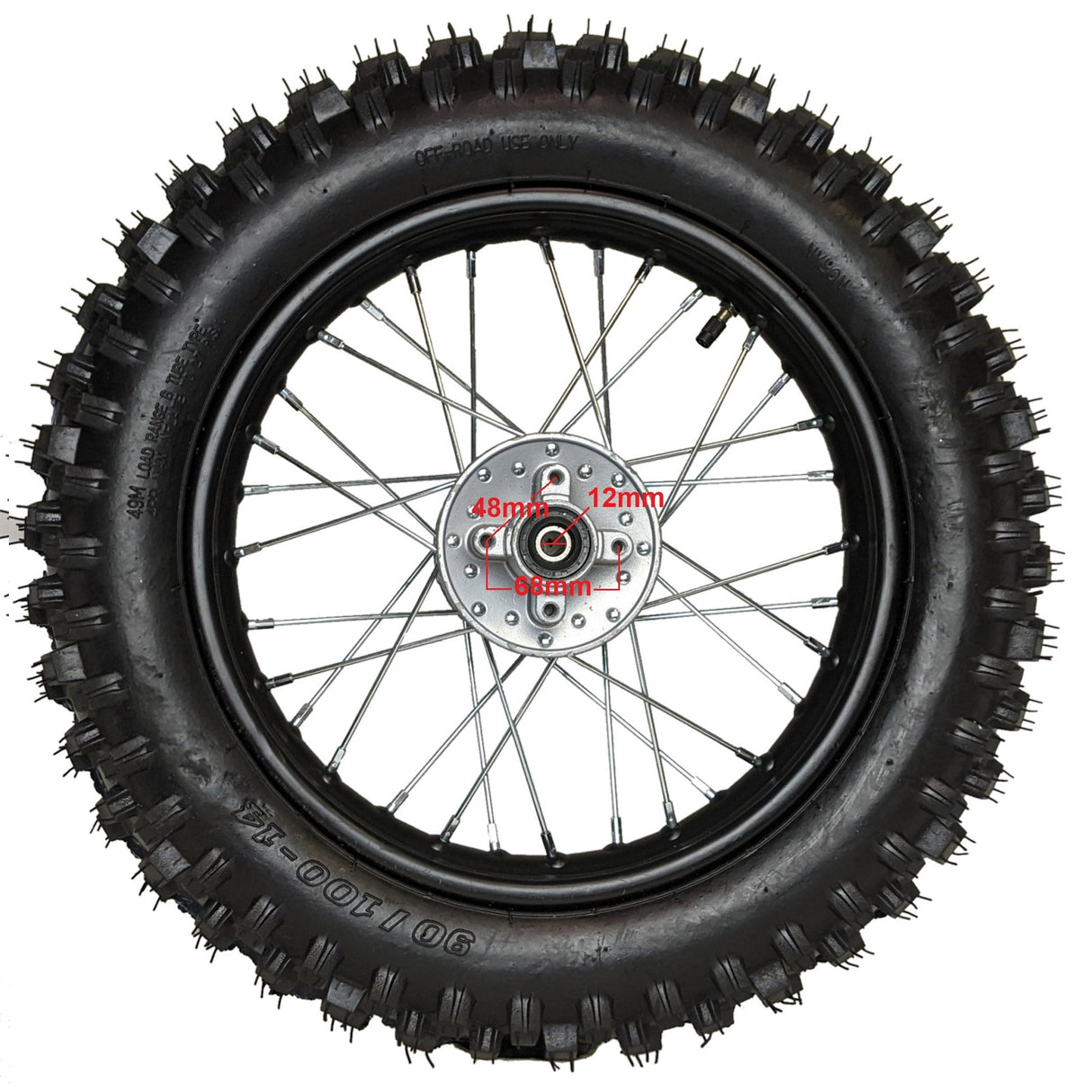 14" Rear Wheel 12mm Axle Hub - Dirt bike Rims, Sprocket, Rear Rotor, and Rear Axle