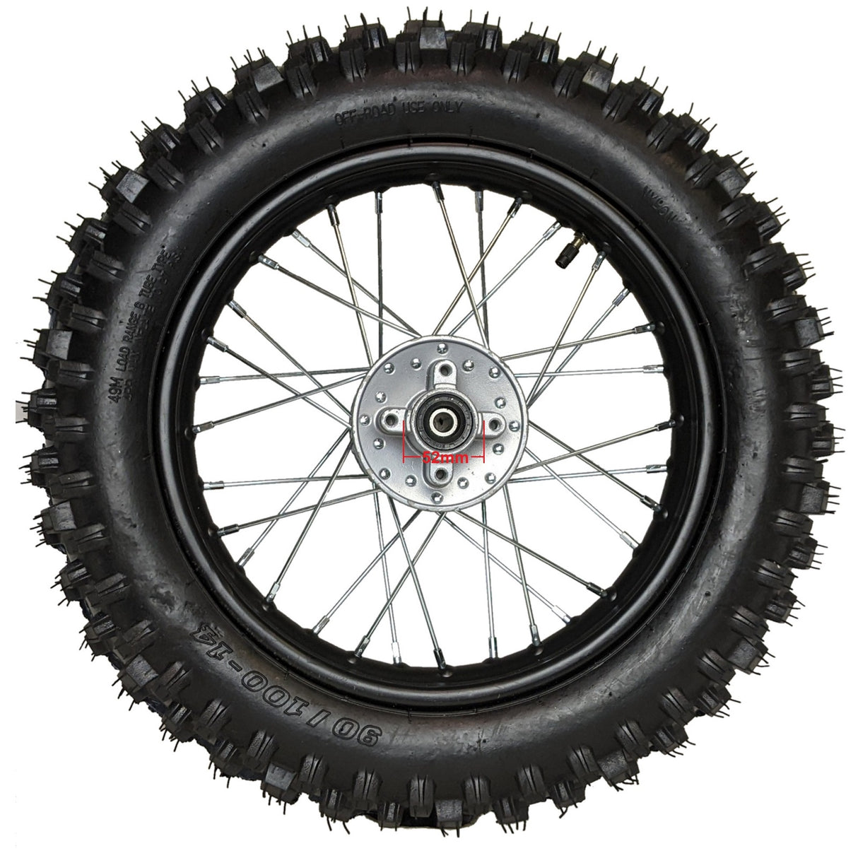14" Rear Wheel 12mm Axle Hub - Dirt bike Rims, Sprocket, Rear Rotor, and Rear Axle