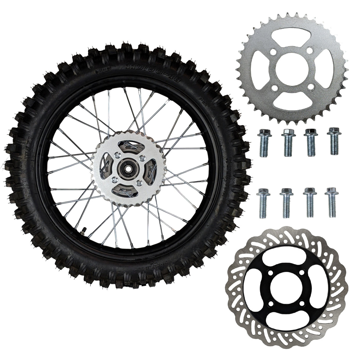 18" Rear Wheel Assembly - Apollo DB-36 Preassembled with Rotor Sprocket Tire and Tube