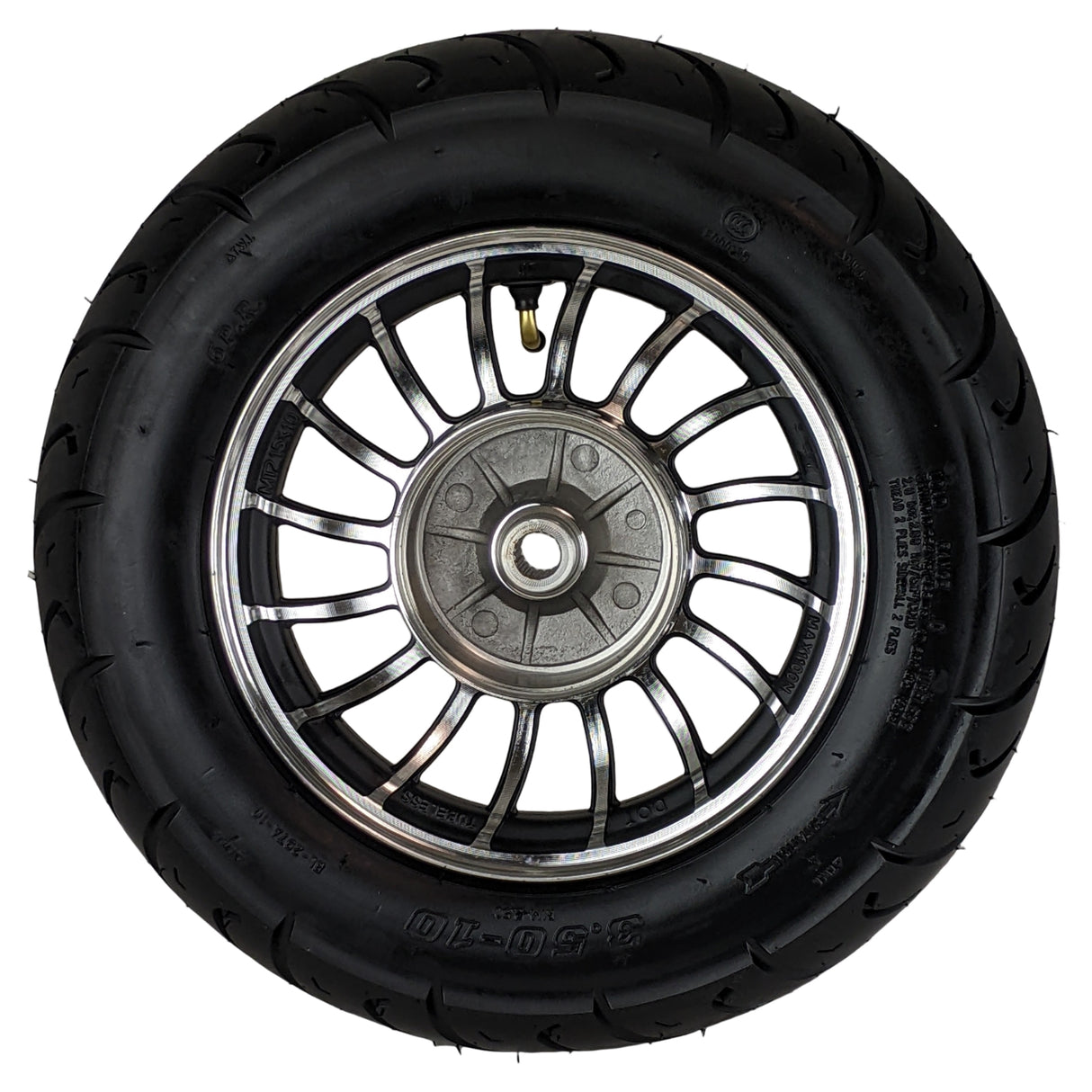 10" Tire 3.50-10 & 2.15x10 Rear Wheel - Preinstalled - 50cc Scooters