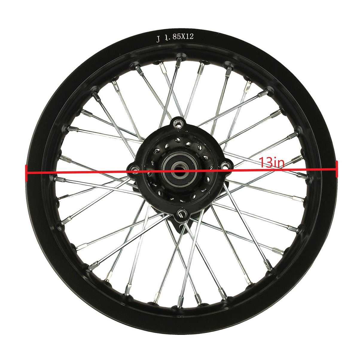 Wheel Rim - Rear 12" and 14" - 12mm and 15mm ID -Version Hub C 12 Wheel / Aluminum 12mm / Black