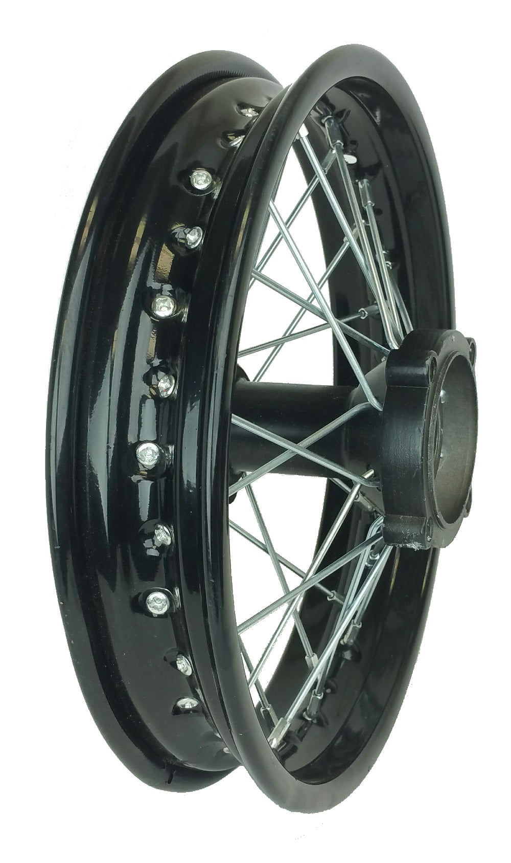 Wheel Rim - Rear - 12" x 1.60 - 12mm ID - 32 Spokes Steel BLACK