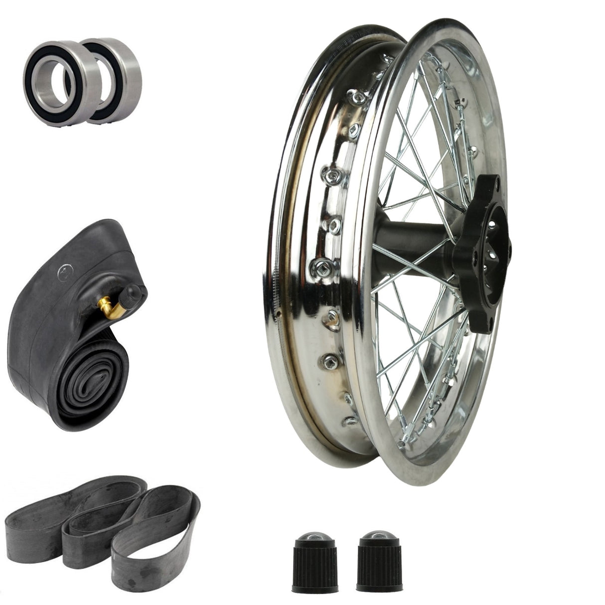 12" Rear Rim Kit with for CRF 70 Apollo SSR Taotao Dirt Bike Motocross - Chrome