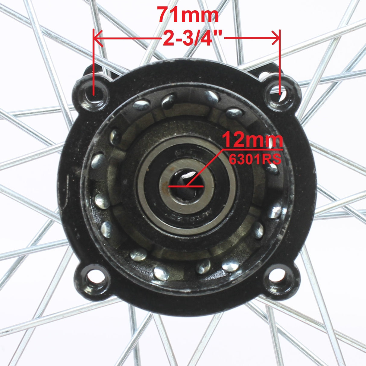 Wheel Rim - Rear - 14" x 1.85 - 12mm ID - 32 Spokes Steel Chrome