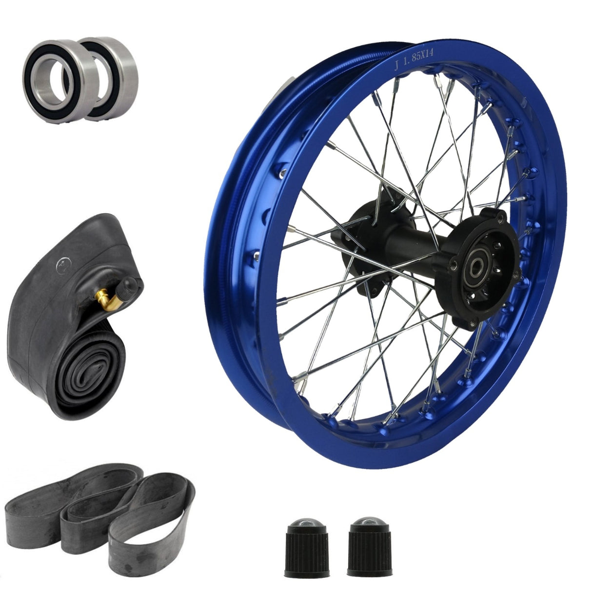 14"x1.85 Rear Wheel Rim Kit 12mm ID for Apollo 50cc-125cc Dirt Pit Bike Blue